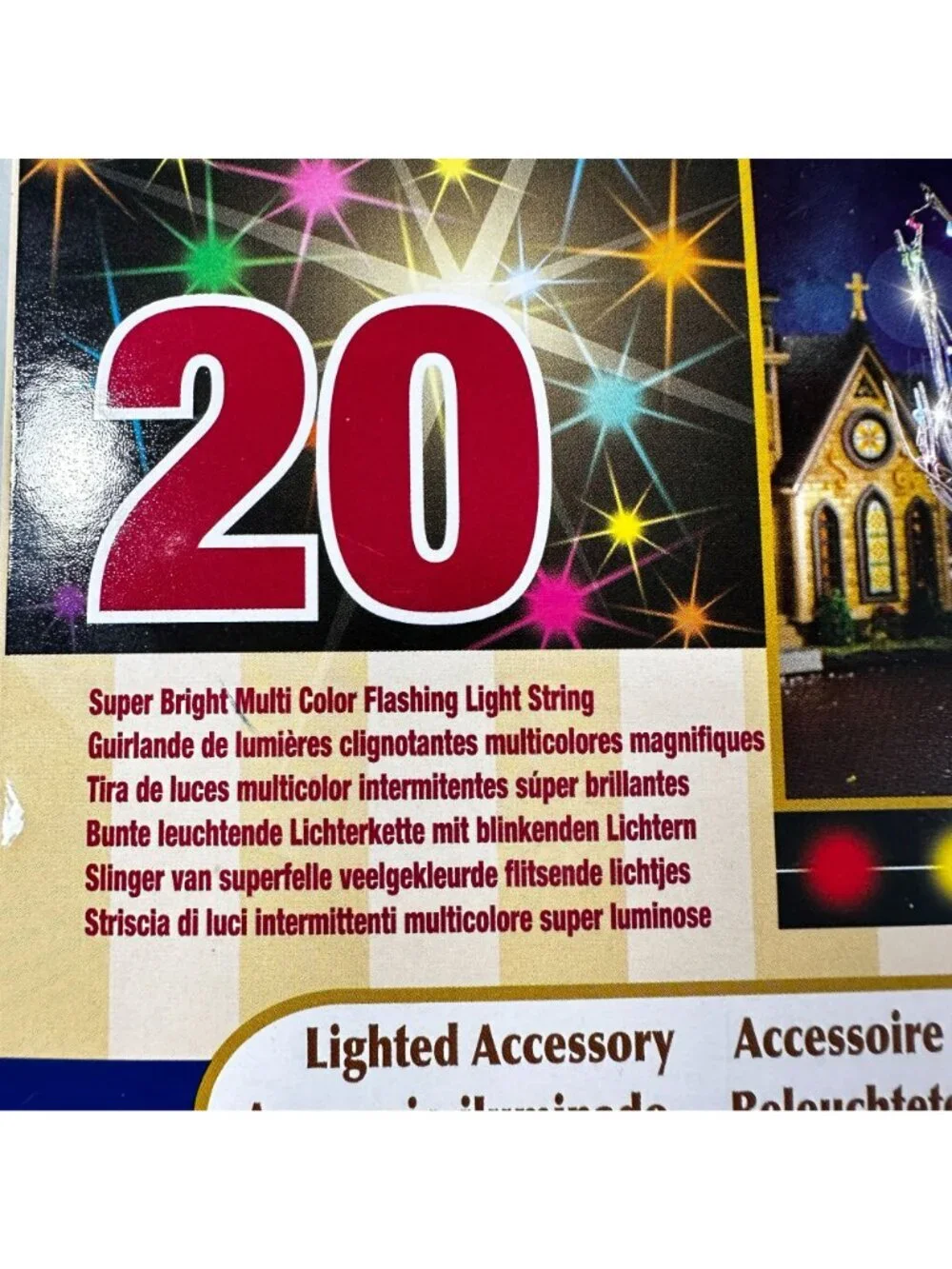 Lemax Village Lights Battery 20 Super Bright Multi Color Flashing Light String